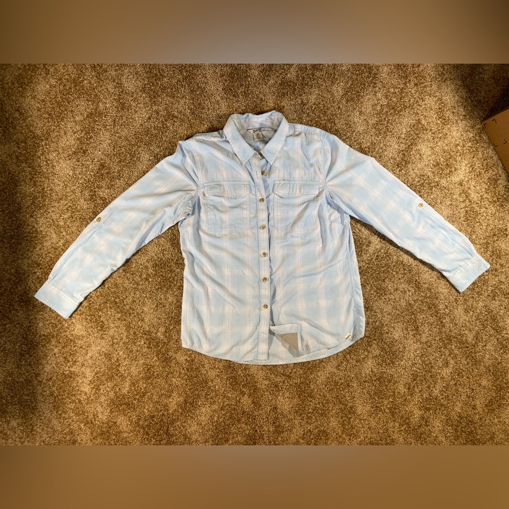 Duluth Trading Armachillo Long Sleeve Shirt Blue Pink Plaid Women’s Medium